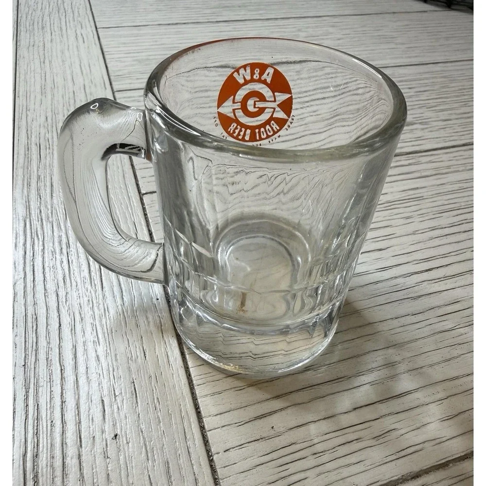 VTG A &W 1960s Root Beer Heavy Clear Glass‎ Mini Mug Arrow Bullseye Logo 3.25